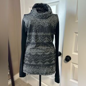 Nike Pro Fair Isle Black and White Dri-FIT Fleece Cowl Neck Sweater